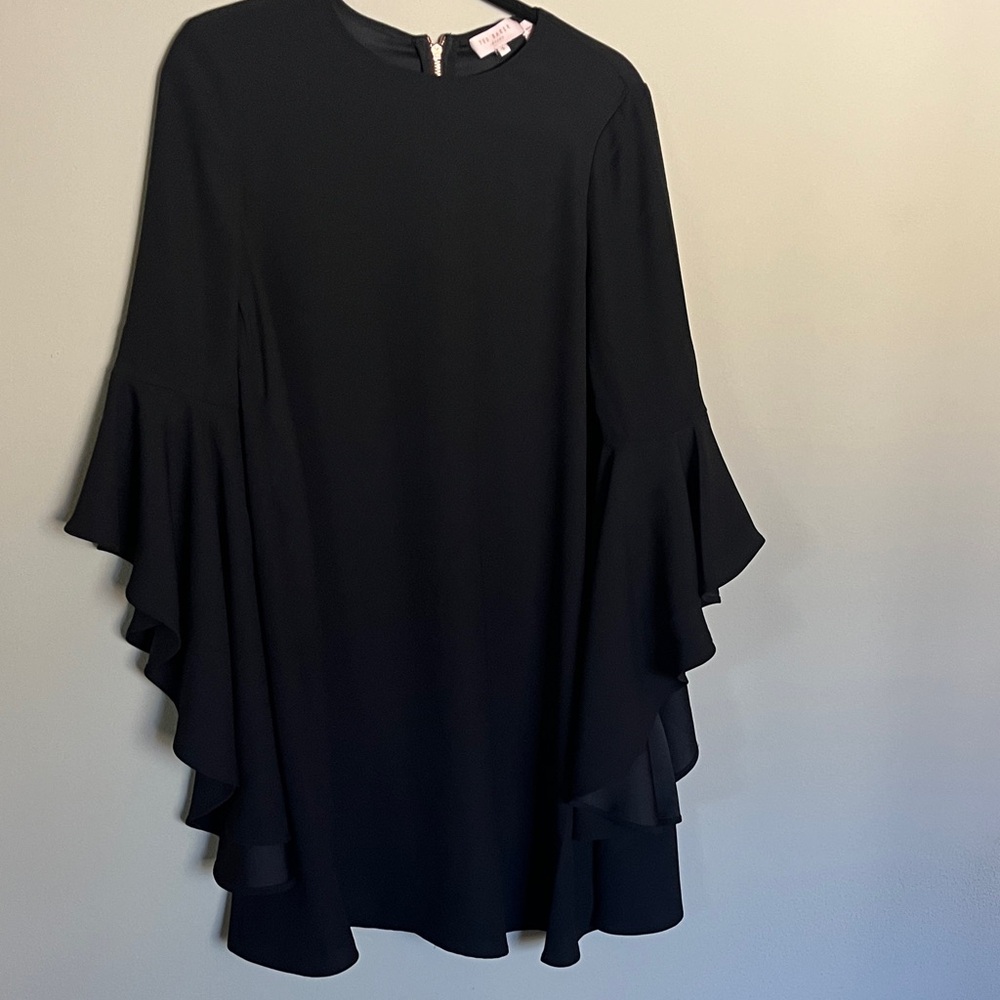 Ted Baker Black Long Sleeve Dress with Ruffles